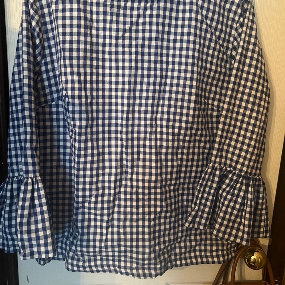 Blue and White Classic Checkered Fabric
